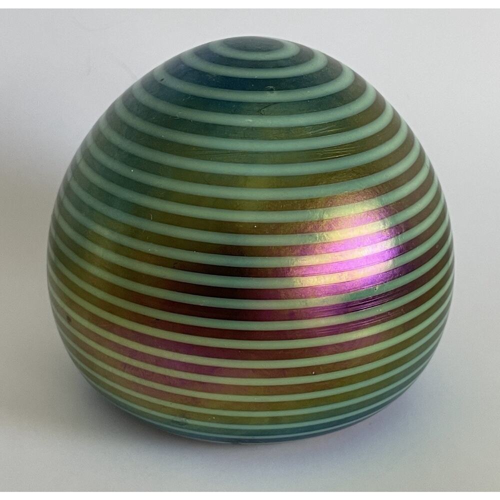 Mark Matthews Signed Iridescent Spiral Paperweight